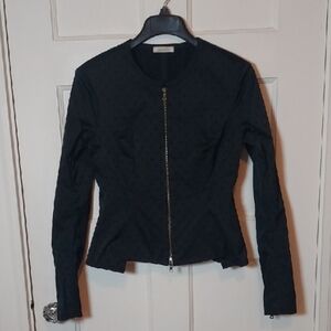 Nina Ricci Black Polka Dot Evening Jacket w/ Back Bustle Accent US 6, FR 38